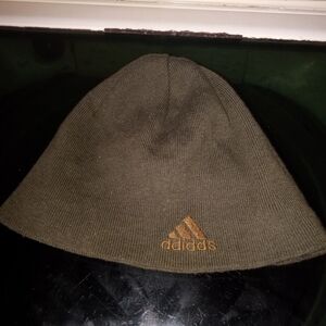 adidas Olive Green Beanie with Brown Logo